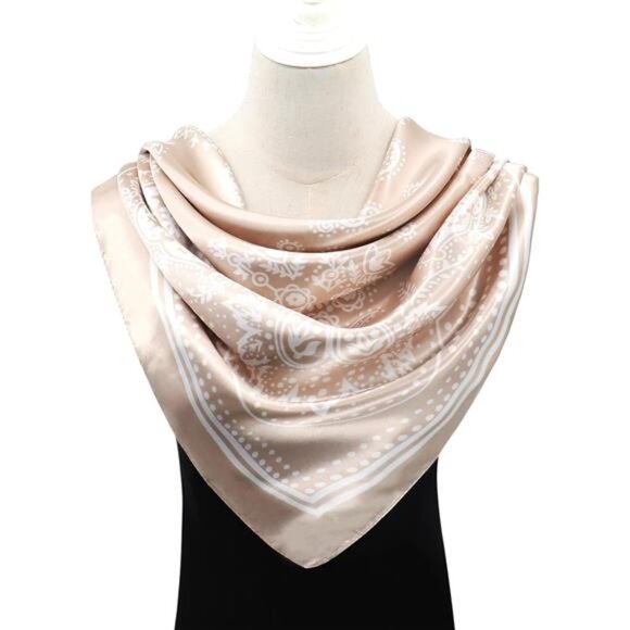 35" Square Silk Like Head Scarf - Women's Fashion Silk Feeling Scarf - Picture 4 of 5